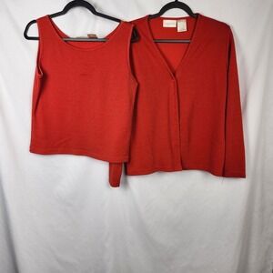 Christie & Jill 2 Pc Cardigan Set Womens XLarge Pullover Top Button Down Shimmer